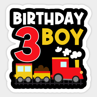 I'm 3 Birthday Boy 3rd Bday Train Car Fire Truck Sticker